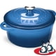 thumbnail image 1 of Libro de cocina Dutch Oven Overmont de hierro fundido esmaltado de 7 litros con tapa, azul, 1 of 8