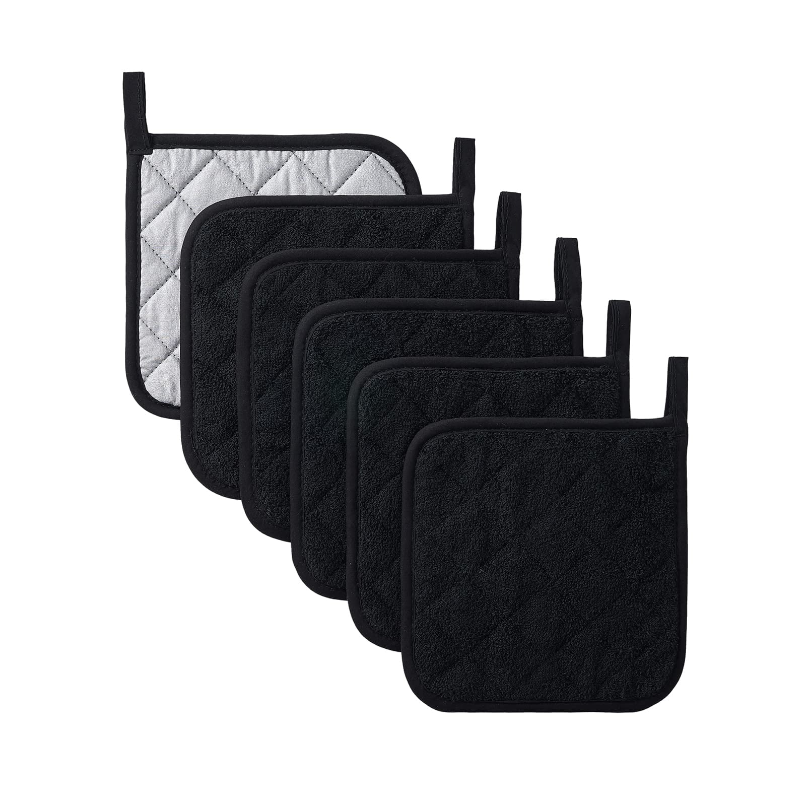 Xusx111 - 6 Pcs Soportes De Macetas Para Cocina, Alfombras De Algodón Con Gran Resistencia Al Calor, Almohadillas Calientes, Para Cocinar Y Hornear (17 * 17 Plata Negra 1 Pieza)