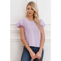 Likeshop - Polera Mujer Algodon Elasticada Manga Corta Broderie 3316