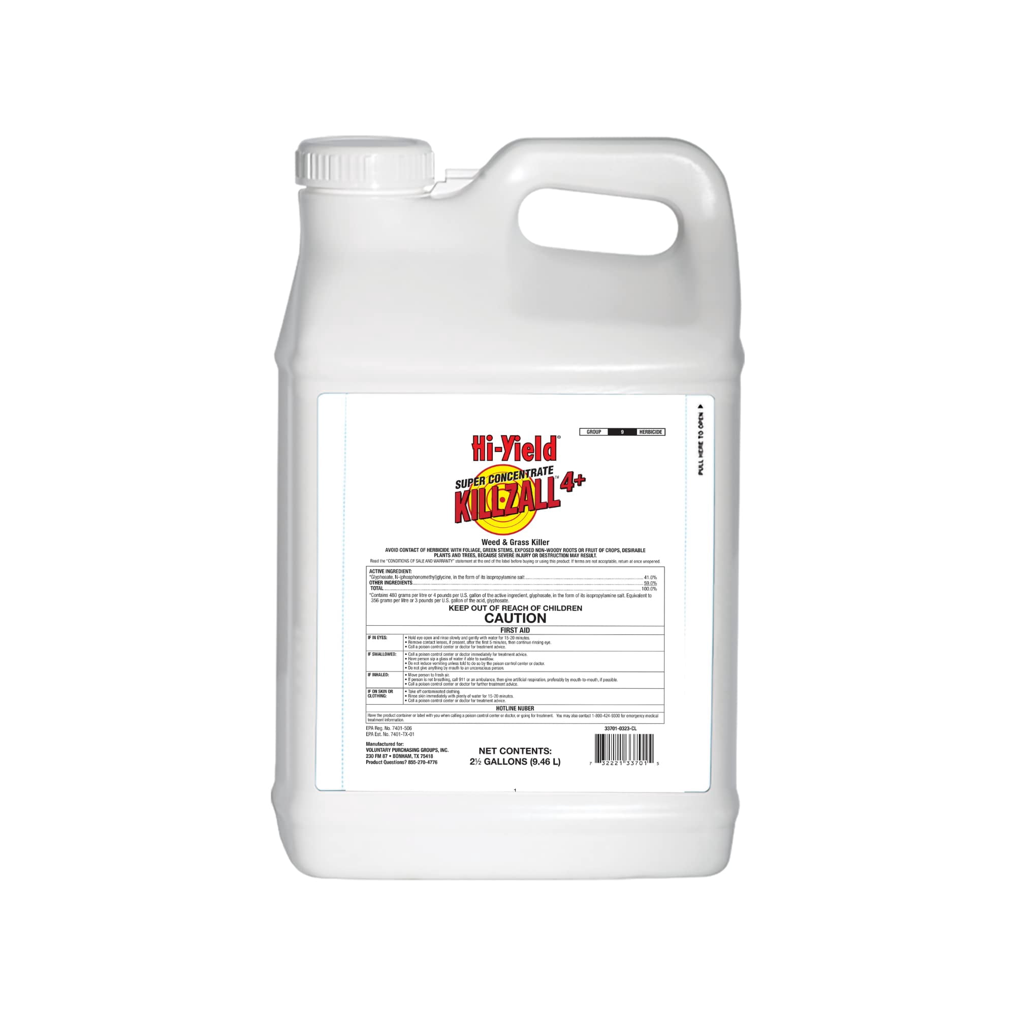 Hi-yield - Herbicida De Alto Rendimiento, Superconcentrado Killzall Ii, 9,5 Litros