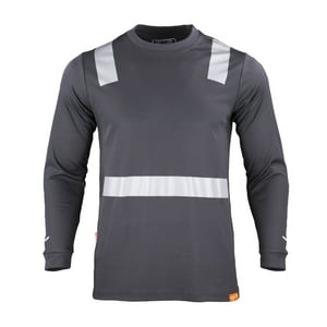 T-World - Polera Hibrida Cinta Reflectiva Manga Larga Gris
