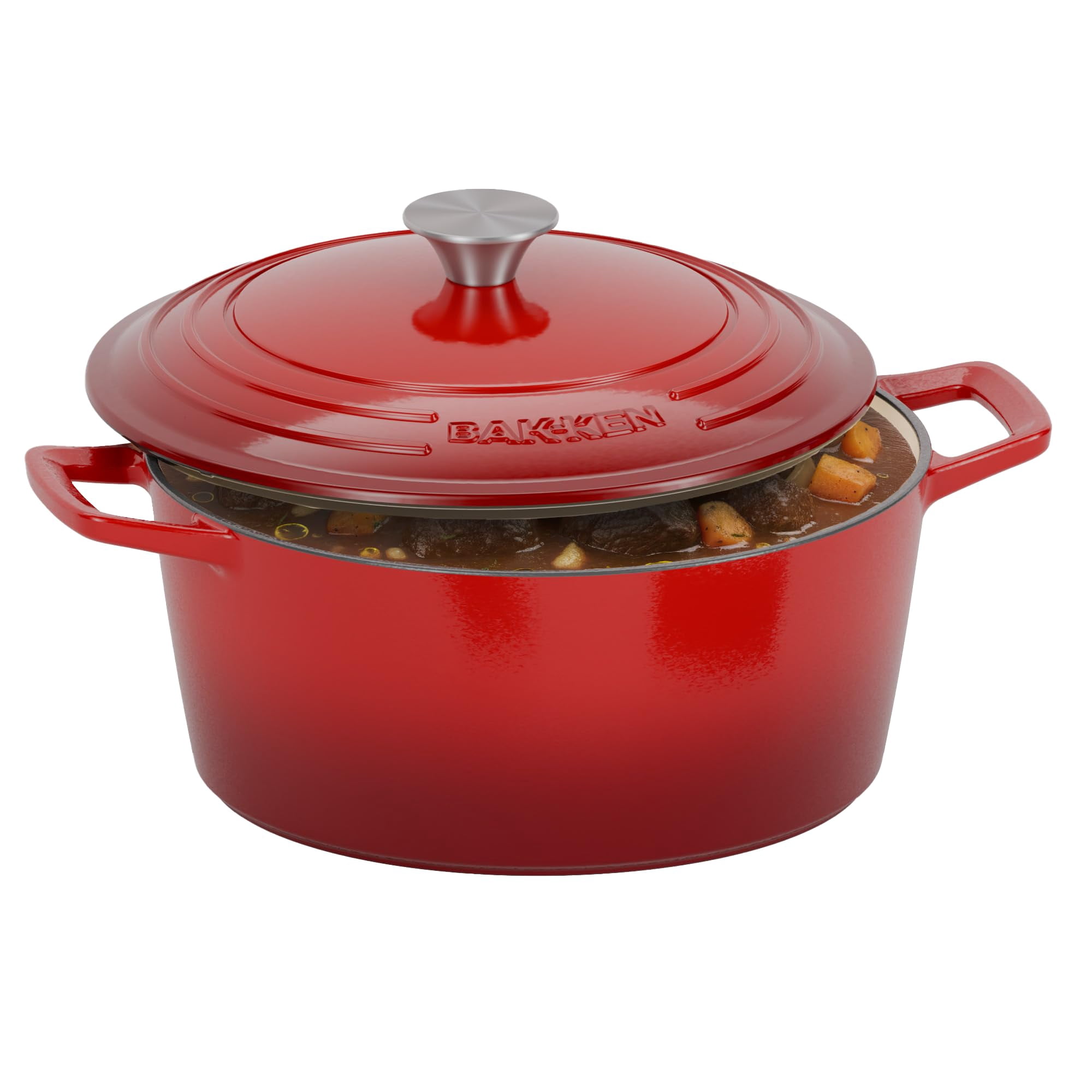 Olla Holandesa Bakkenmaster De Hierro Fundido Esmaltado Roja Apta Para Horno, 5,7 L
