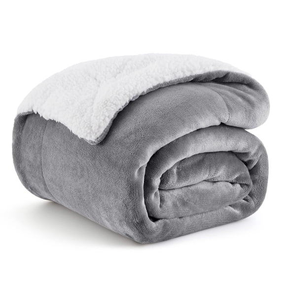 Manta Bedsure Sherpa de forro polar para sofá, 130 x 150 cm, color gris