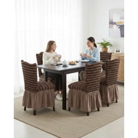 Mylhogar - Set De 6 Fundas Turkas Con Falda Para Sillas Con Diseño De Lineas