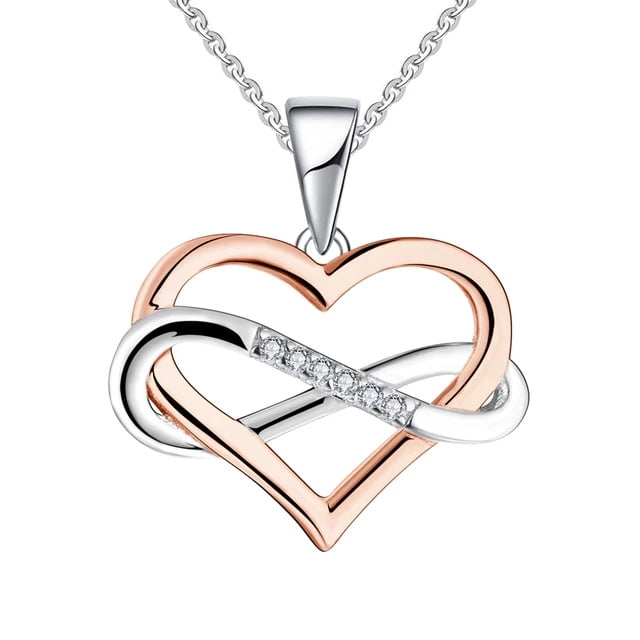Vousez - Collar Corazón Infinito Baño Oro Rosa Plata 925