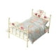 thumbnail image 3 of Cama De Casa De Muñecas A Escala 1/12, Cama De Hierro Tallado, Juego De Simulación, Cama Pequeña, Muebles Para Casa De Muñecas, Patrón Floral Azul, 3 of 3