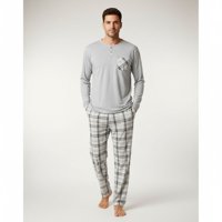 Likeshop - Pijama Hombre Manga Larga Pantalon Largo Verano 4026