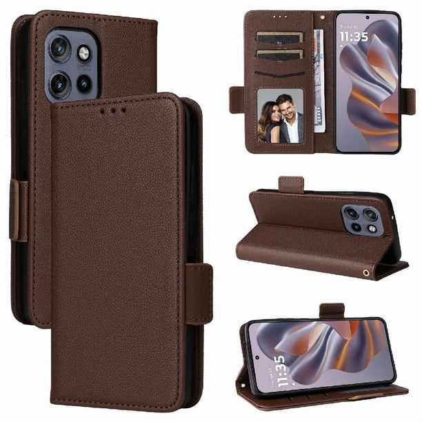 Funda Cartera para Motorola MOTO S50 5G Tapa Flip con Ranuras y Soporte Marrón
