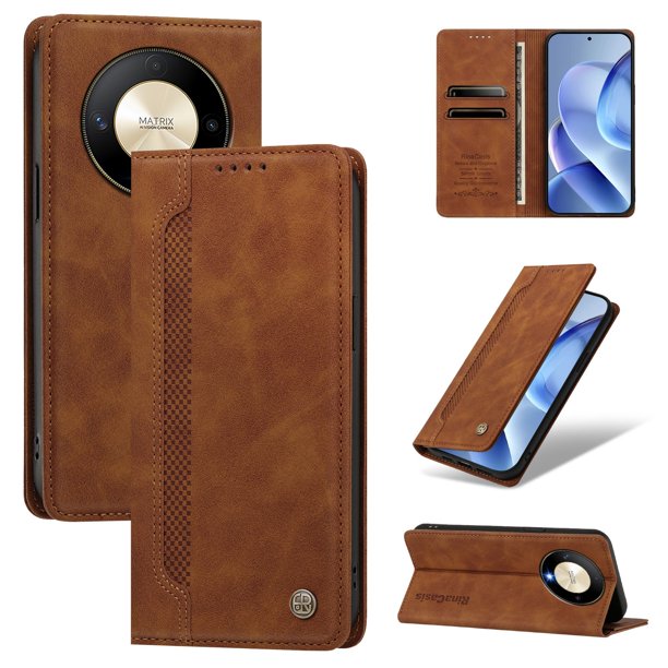 Funda Billetera para Honor X9b 5G Imán y Resistente Marrón