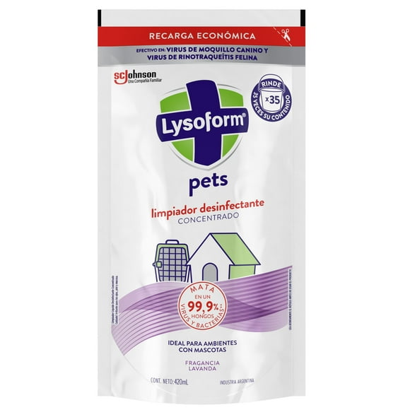 Limpiador Desinfectante de Piso para Ambiente con Mascotas Lavanda Recarga, 420 ml