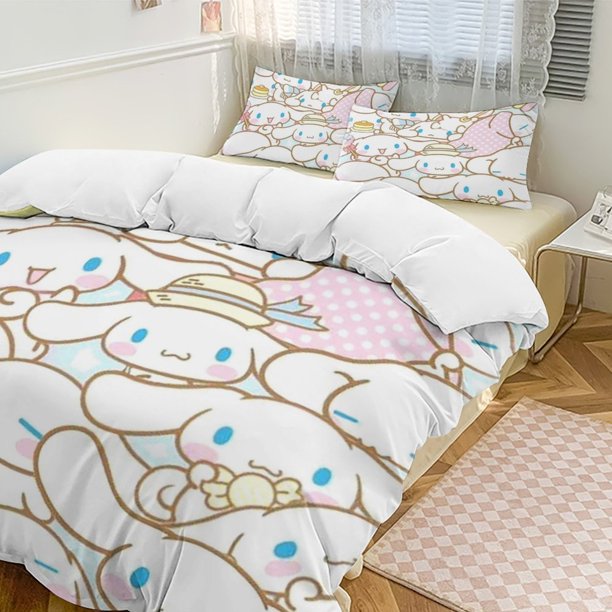 Cinnamoroll 3-Piece Twin Bed Set - Includes 1 Single Comforter And 2 Pillowcases Bedding - Fade Resistant Microfiber - Cinnamoroll