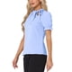 thumbnail image 4 of INSPIRE CHIC Blusas de Mujer de Color Sólido con Lazo en el Cuello y Mangas Cortas para el Trabajo Azul Pálido Talla L, 4 of 6