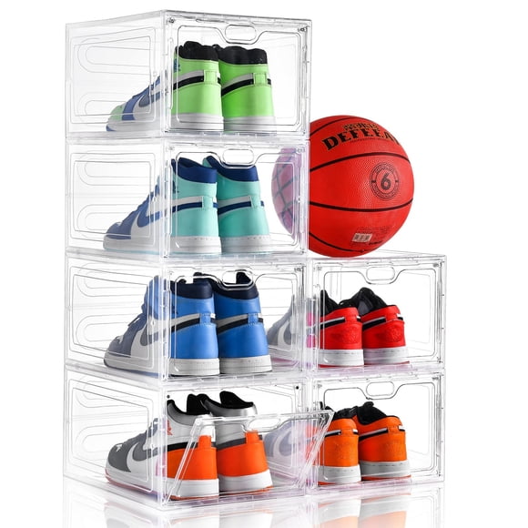 Caja de almacenamiento de zapatos INSTY, de plástico transparente, apilable con puerta magnética