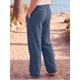 thumbnail image 3 of INSPIRE CHIC Pantalones de Lino de Playa Ligeros con Cordón Recto para Hombre 3XL Azul Marino, 3 of 5