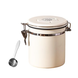 Magideal - Contenedor De Café, Herramienta De Tanque De Almacenamiento Sellado De Granos De Café Para El Hogar, Botes De Azúcar De Té, Tanque De Almacenamiento H Blanco 1.5L