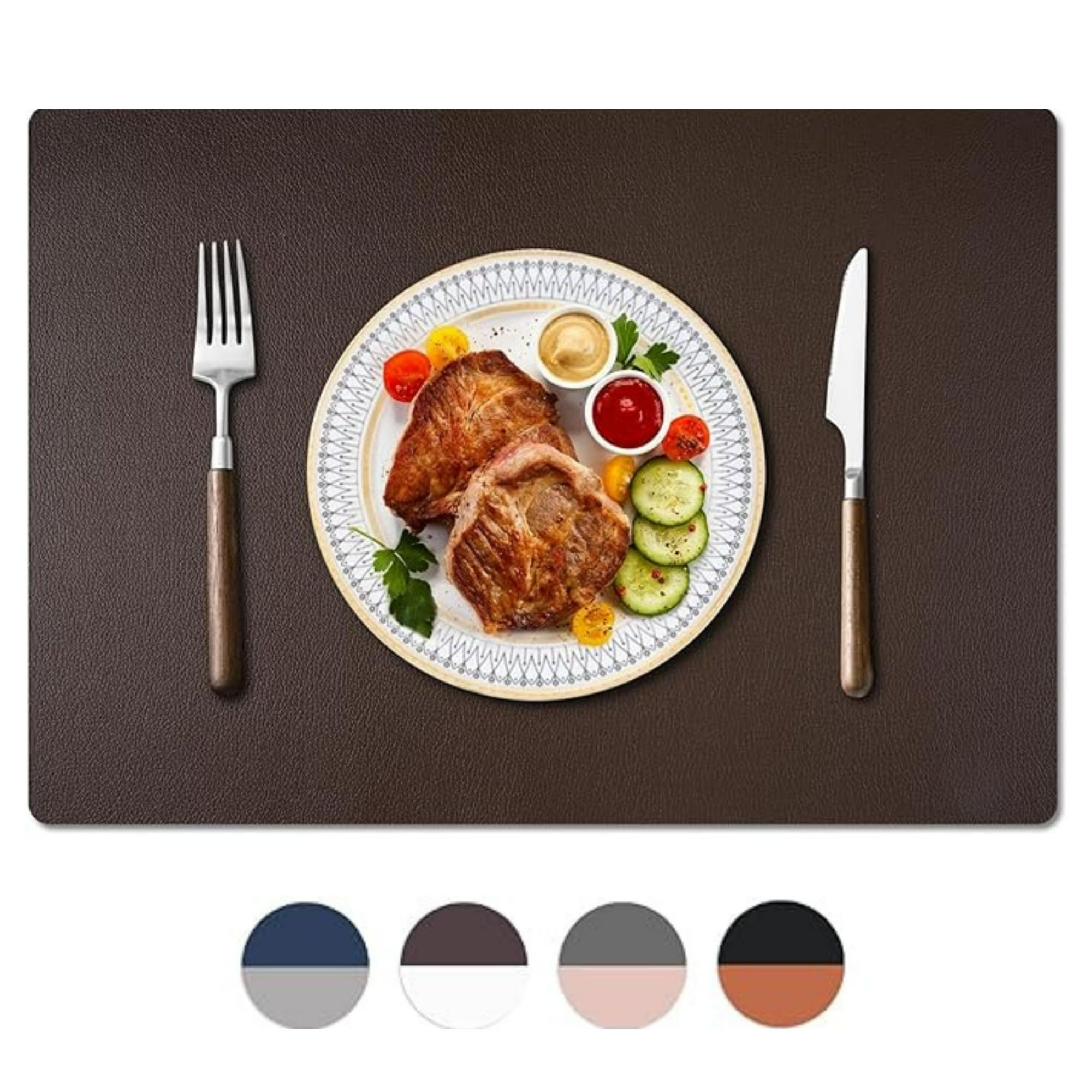 Aura Zeus - Set 4 Individuales Ecocuero Impermeables Antimanchas Reversibles