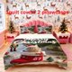 thumbnail image 1 of 3pcs Bunny in Santa hat sitting on red stocking Theme Printed Bedding Set | Duvet Cover and 2 Pillowcases All season, 1 of 5