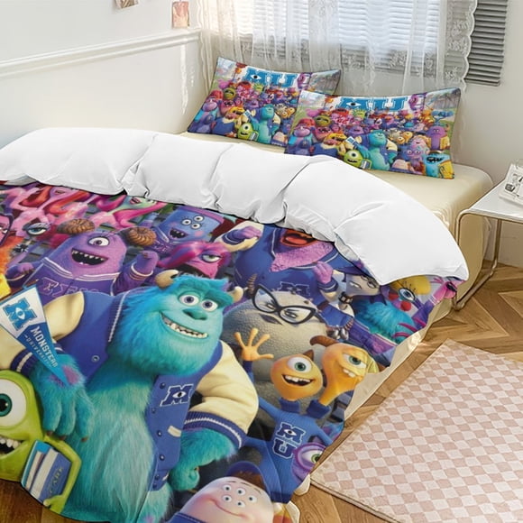 Monsters University Bedding Comforter Sets 3-Piece Bedding Set Soft Warm Bed Set for Bedroom All Season