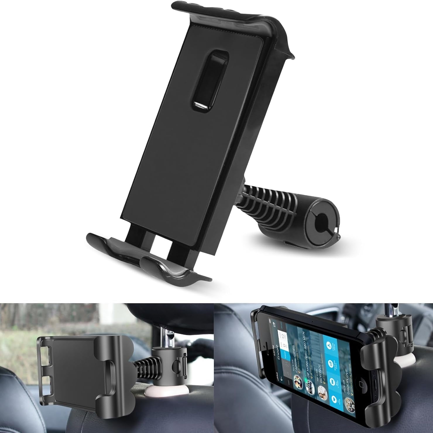 Genérico - Soporte Para Navegador En El Respaldo Del Asiento Del Coche - Ajuste Flexible Universal De 360 Grados, Soporte Estable Para Teléfono Móvil, Compatible Con La Mayoría De Los Coches-negro