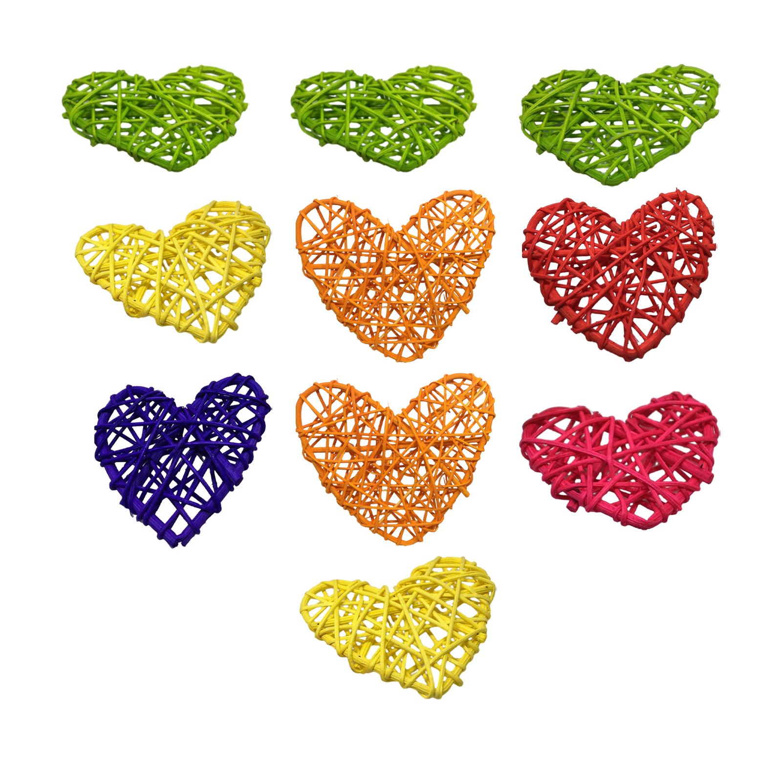 Bothyi - 10X Colgantes De Corazón De Mimbre Y Ratán Para El Día De San Valentín Para Bodas, Festivales De Oficina