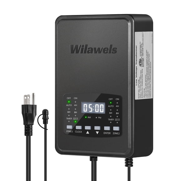 Transformador para iluminación de paisaje WILAWELS 600W con temporizador de 2 zonas y fotocélula