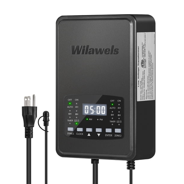 Transformador para iluminación de paisaje WILAWELS 600W con temporizador de 2 zonas y fotocélula