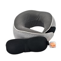 Magideal - Almohadas De Cuello De Espuma Viscoelástica, Cómoda Almohada Para Dormir De Viaje, Almohadas Ligeras Y Suaves Para El Cuello De Avión Para Coche, Ofic Tapones Para Los Oídos Gris Claro
