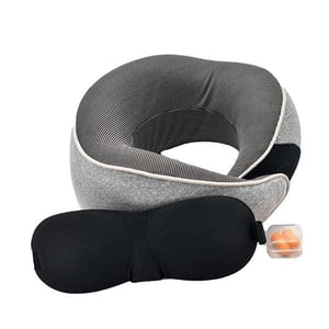 Magideal - Almohadas De Cuello De Espuma Viscoelástica, Cómoda Almohada Para Dormir De Viaje, Almohadas Ligeras Y Suaves Para El Cuello De Avión Para Coche, Ofic Tapones Para Los Oídos Gris Claro