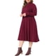 thumbnail image 4 of Agnes Orinda Conjuntos de Halloween Vestido Midi de Cuello Alto para Mujer Tallas Grandes Manga Larga Reunida Vestido Casual de Otoño Invierno de Punto con Bolsillos 4X Burdeos, 4 of 6