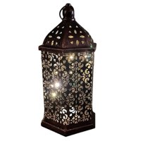 Bothyi - Luz De Linterna Tallada Hueca Alimentada Por Batería Para Decoración Del Hogar Bronceada 29,7X15Cm