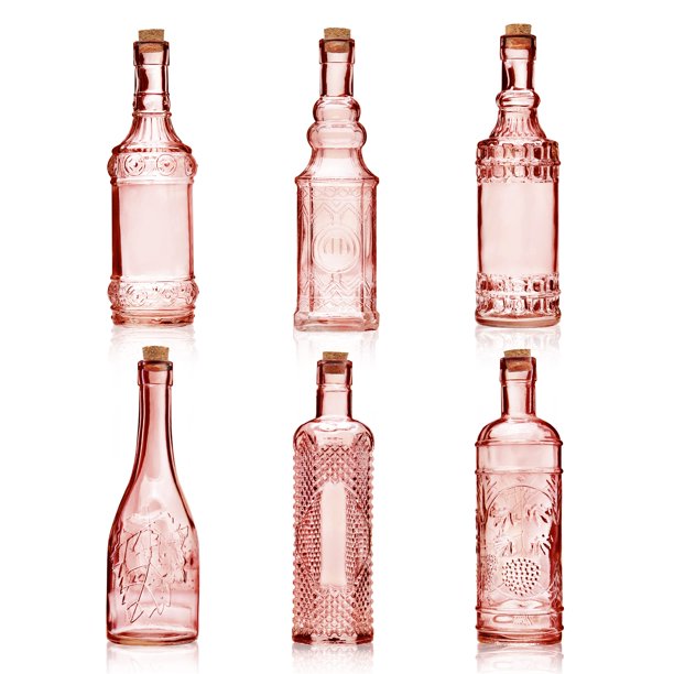 Botellas de vidrio BULK PARADISE surtidas de color rojizo con corcho, 16 ml, paquete de 6