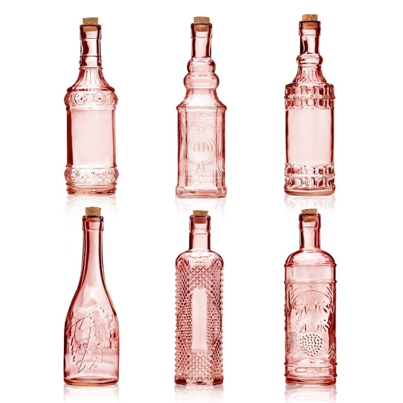 Botellas de vidrio BULK PARADISE surtidas de color rojizo con corcho, 16 ml, paquete de 6