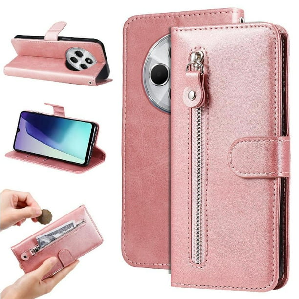 Funda con Cremallera para Xiaomi Redmi 14C 4G, Carcasa Cartera de Cuero PU con Soporte y Tarjetero