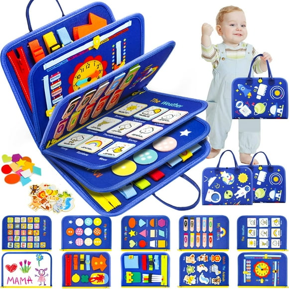 Juguetes Montessori Busy Board SafeLi de 12 páginas para niños pequeños