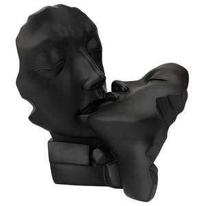 Magideal - Escultura De Resina Tallada Estatuillas Para Colección De Estatuas Abstractas Escritorio Enamorado Romántico Para Pequeña Sala Inauguración Negro