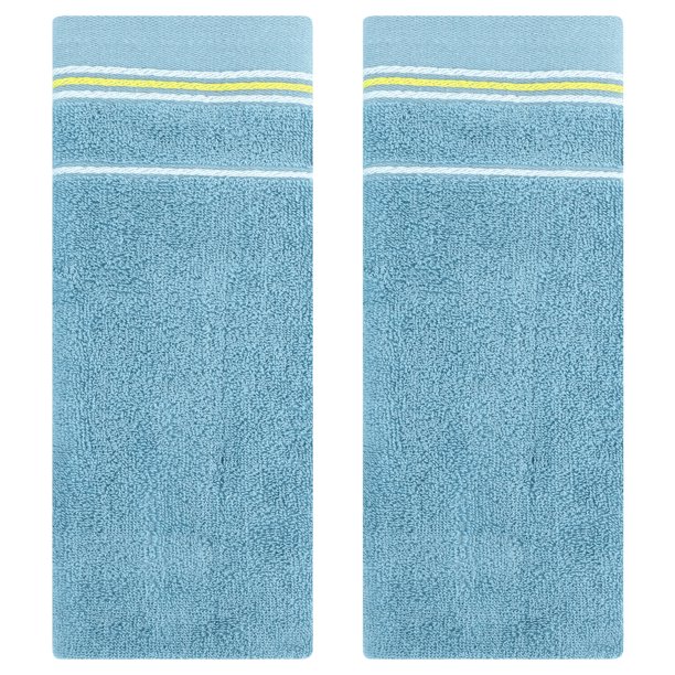 REGALWOVEN Toallas de Mano de Algodón, Toalla de Mano Sólida Suave y Absorbente para Baño, Cocina, Lavado de Cara, Regalos para el Hogar Azul Oscuro 2 Piezas