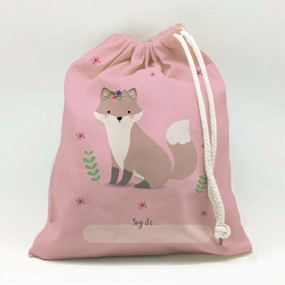 Bolsa Colación Impermeable Escolar, Jardín Infantil, Sala cuna, Colegio. Modelo Zorrita