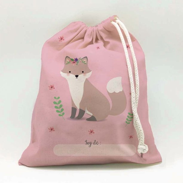 Bolsa Colación Impermeable Escolar, Jardín Infantil, Sala cuna, Colegio. Modelo Zorrita