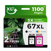 Paquete Combinado De Cartuchos De Tinta Oillike 67Xl Negro/Color Para Hp