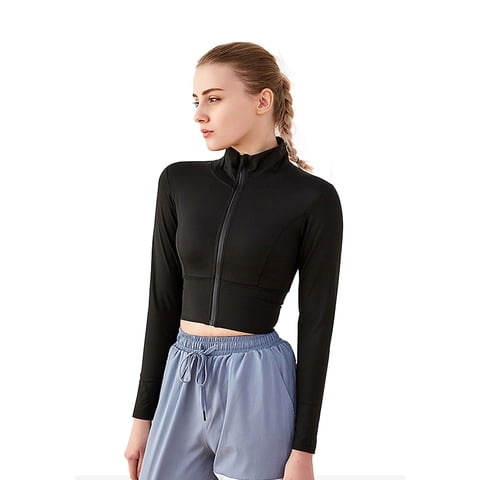 Samia - Poleron Crop Con Cierre Negro Xs