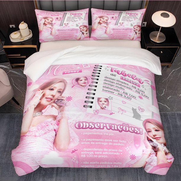 3pcs Magics Rosey Themed Printed Three-Piece Bedding Set Soft Duvet Cover And Two Pillowcases