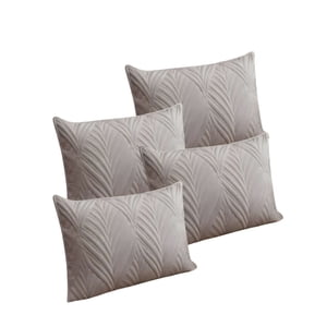 Genérico - Pack De 4 Fundas De Cojin Serie Hojas 30X50 Cm Gris