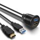 thumbnail image 3 of Cable de montaje USB 3.0 y HDMI con panel empotrado para coche y barco, 1 m, 3 of 7