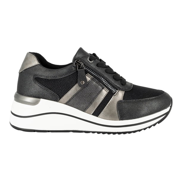 Zapatilla Urbana con Cuña Cole Negro Alquimia