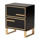 thumbnail image 1 of Mesa lateral Giolla de Baxton Studio, madera negra con metal dorado, 2 cajones, 1 of 9