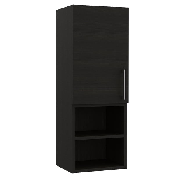 Mueble Auxiliar De Baño 1 Puerta Abatible con Manija 81,7 x 30 x 25,6 Cm Negro