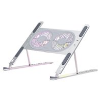 Bothyi - Soporte Para Computadora Portátil Con Ventiladores De Enfriamiento Twin Turbo Ligero Para Computadoras Portátiles De 14-17 Pulgadas Plata