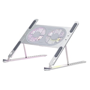 Bothyi - Soporte Para Computadora Portátil Con Ventiladores De Enfriamiento Twin Turbo Ligero Para Computadoras Portátiles De 14-17 Pulgadas Plata