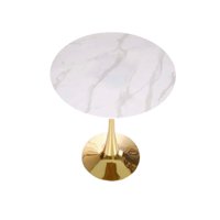 Habita2 Chile - Mesa Tulip Simil Marmol Gold 100Cm - Base Dorada