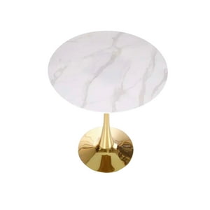 Habita2 Chile - Mesa Tulip Simil Marmol Gold 100Cm - Base Dorada